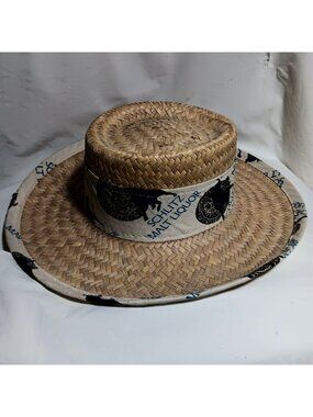 Medium Straw Boater Mens Vintage Schlitz Malt Liquor Hat With Printed Band